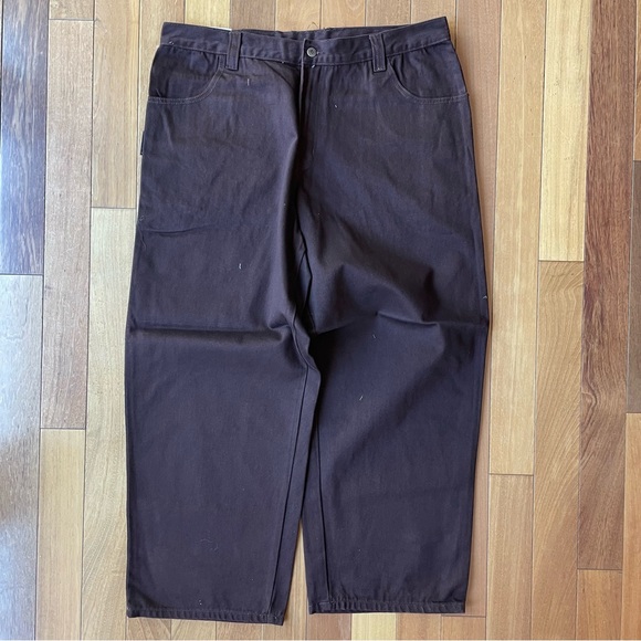 DEADSTOCK VINTAGE RARE 90s DARK BROWN INERSTATE WIDELEG JEAN (jnco) - Picture 3 of 5